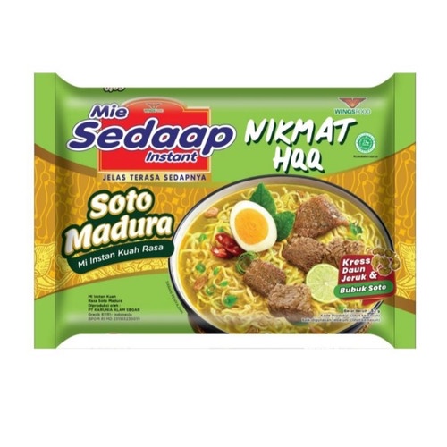 

NOODLES/MIE INSTANT SEDAP KUAH RASA SOTO MADURA KEMASAN SATUAN/ECER