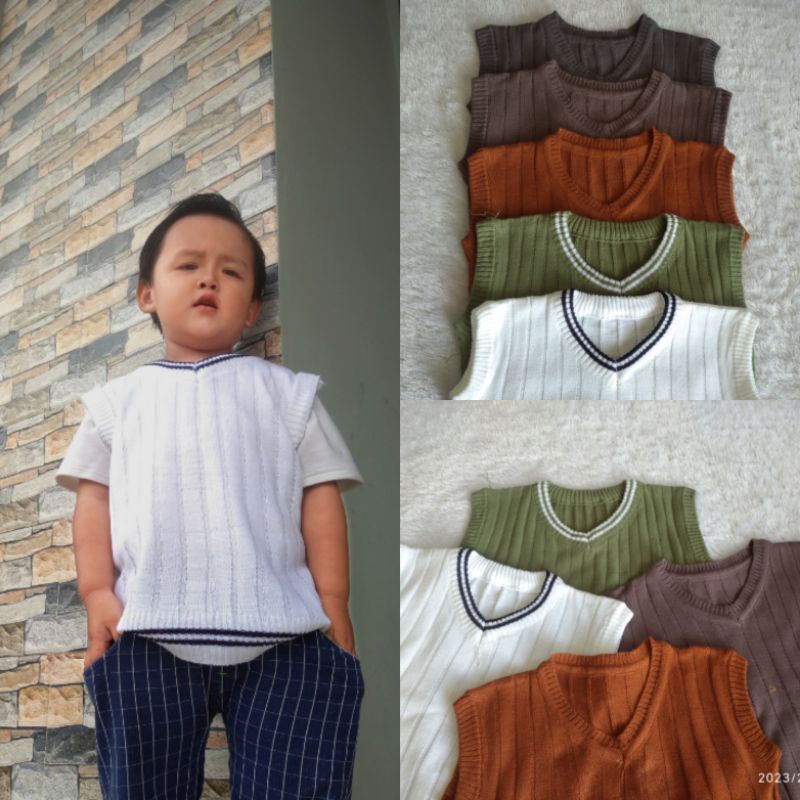 vest / rompi rajut salur anak ala korea