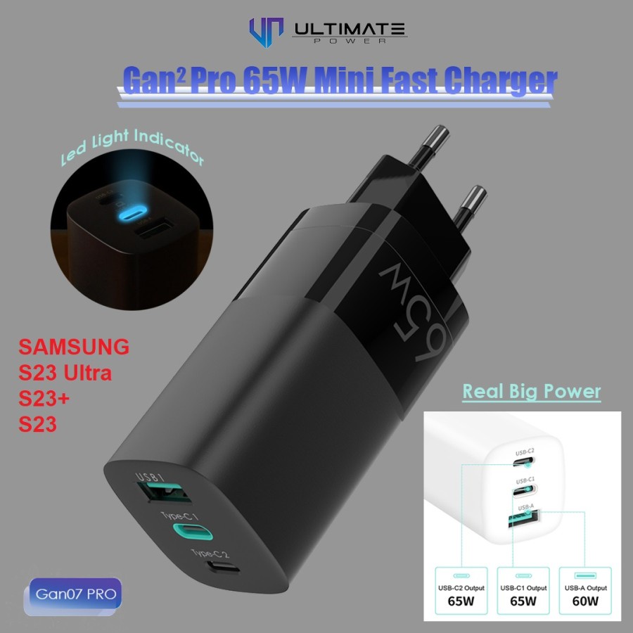 Charger Samsung S23 Ultra S23+ Super Fast Charging 65W Ultimate Gan07