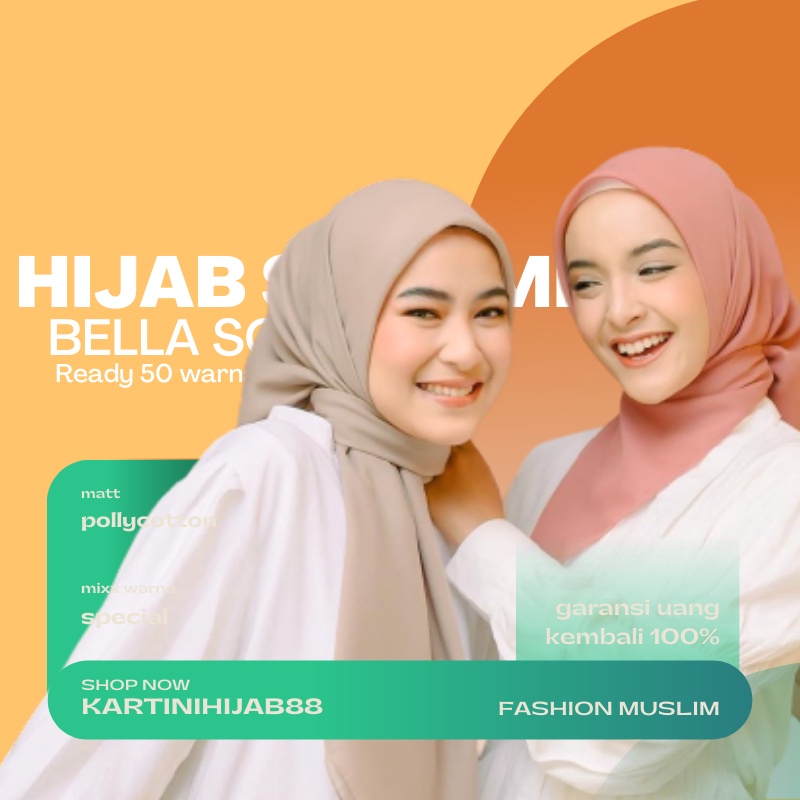 Bella Square Hijab Segiempat Polos Premium Mix 5 warna Gemoy [Paket Murah]