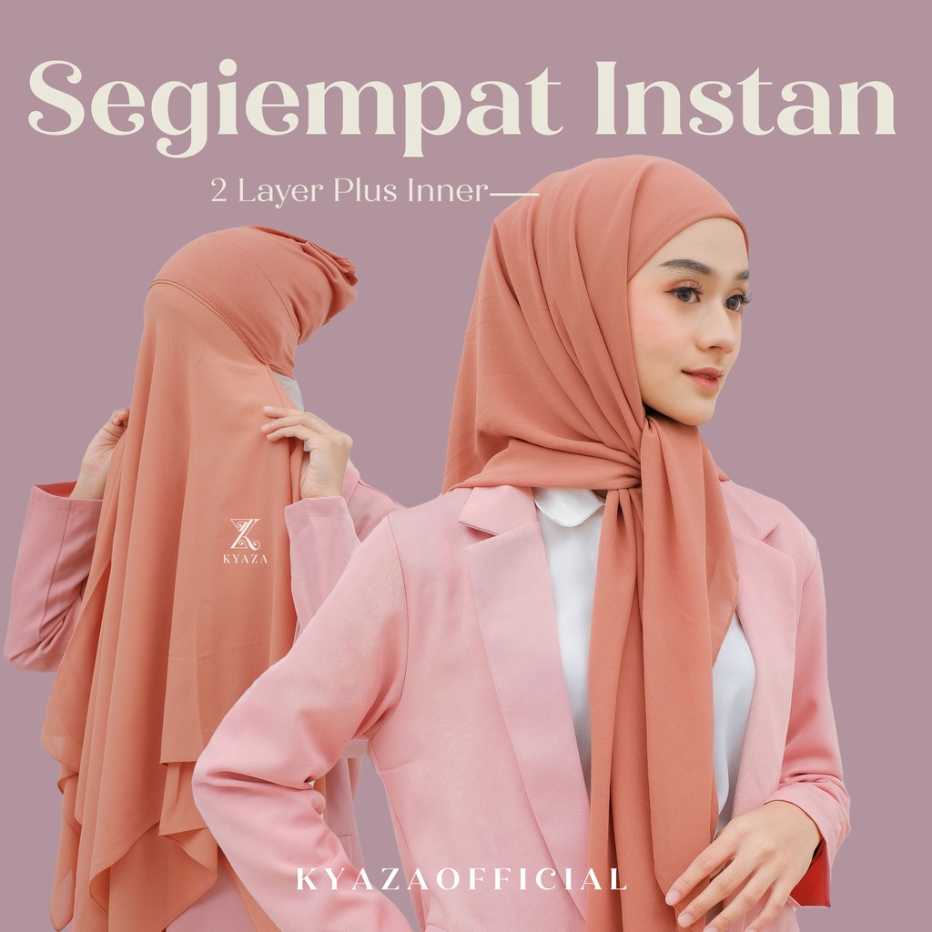 K͙Y͙Z͙ Hijab SegiEmpat Instan Plus Inner 2 Layer | SegiEmpat Instan | Ceruty Babydoll