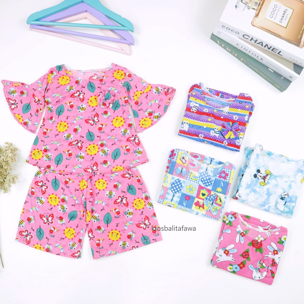 Setelan Lucy uk 2-3 Tahun / Baju Anak Perempuan Atasan Grosir Set Blouse Kulot Kids Balita Cewek