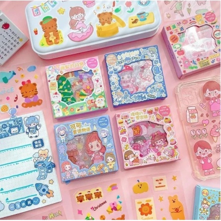 

Stiker Motif Korea Anti Air Isi 100 Lembar Sticker Tumblr Waterproff Mainan Anak Murah