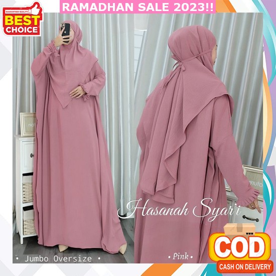 Gamis Ceruty Baby Doll Full Furring Di Bagian Depan Model Batwing Zipper Depan Ada Tali Belakang Pre
