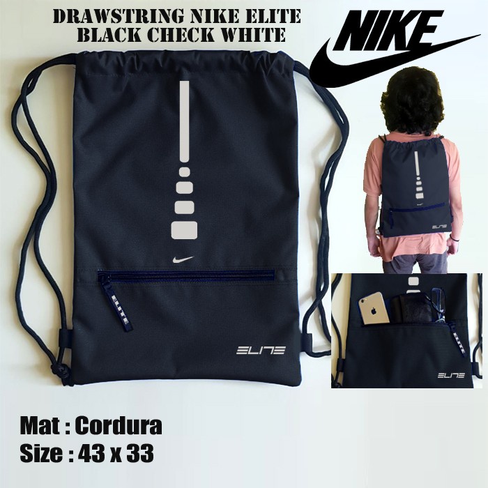 PROMO TAS SERUT NIKE DRAWSTRING BAG STRING BAG GYMSACK SELEMPANG PRIA WANITA - HITAM PUTIH TERBARU K