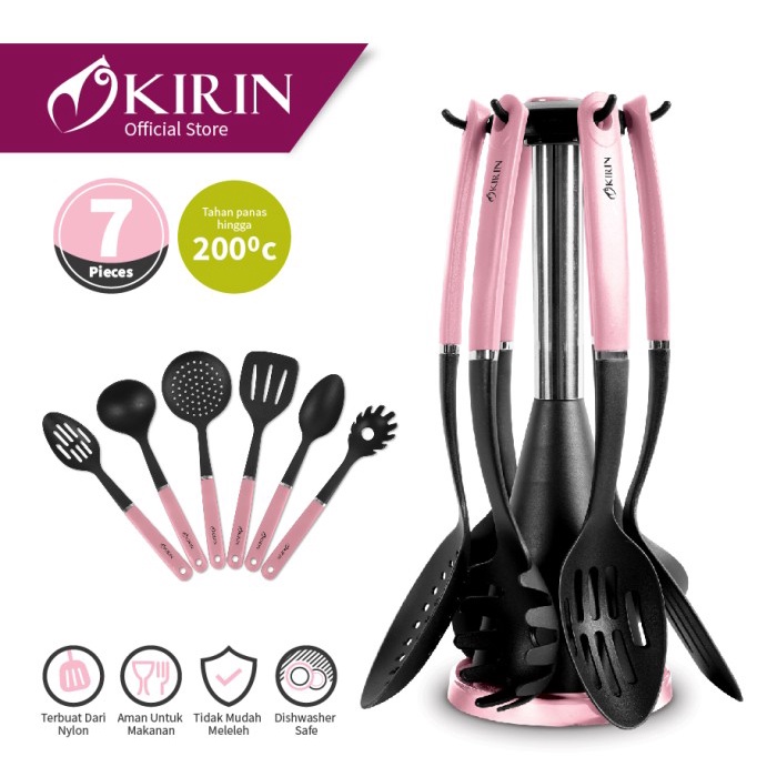 Sutil Kirin Spatula Set (7Pcs) Pink / Set Sutil Nylon