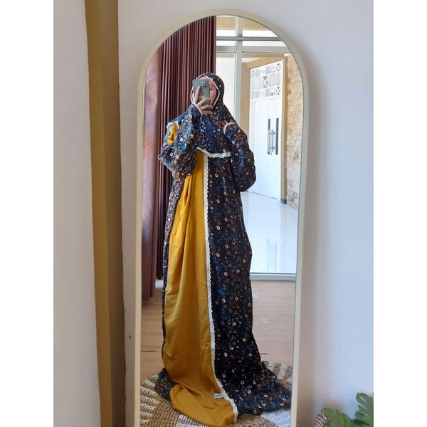 mukena terusan abaya rayon renda