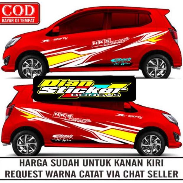 Striping sticker body mobil agya .brio jaz. Datsun sirion sigra dll bisa request warna