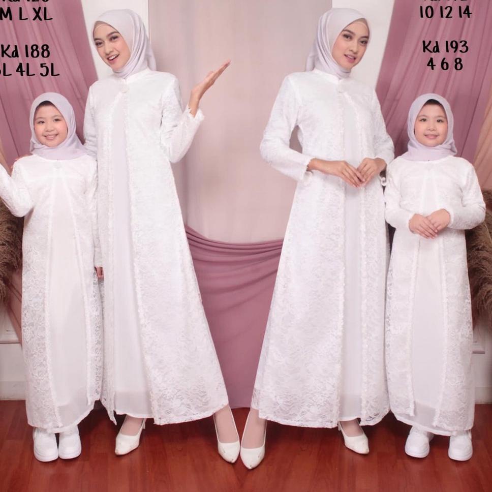 VIRAL CHIANOZ Gamis Putih Hitam Anak Couple ibu FULL BRUKAT Mewah Premium Ceruti Sifon Renda Kaki Pa