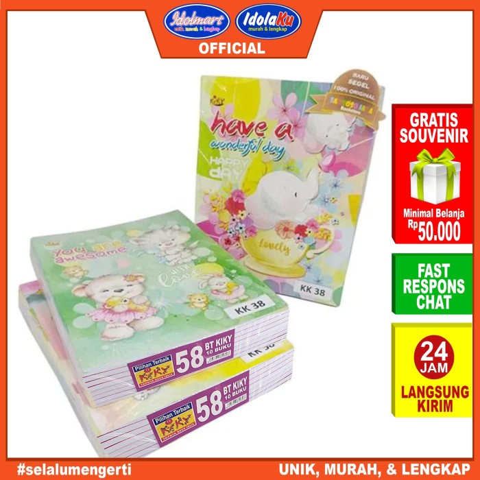 

Terlaris Idolmart Buku Tulis Kiky Isi 58 Lembar Isi 10 Buku Gratis Sampul 10 Lm
