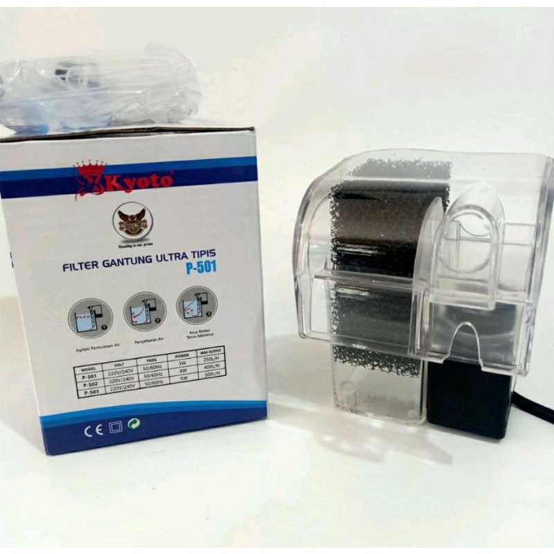 Filter Gantung Ultra Tipis P-501 Kyoto Filter Aquarium Pompa Aquarium Mesin Pompa