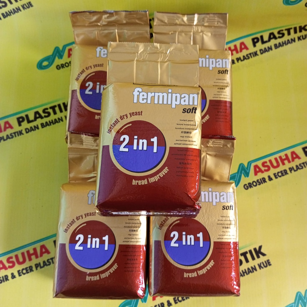 

Fermipan 2in1 500gr instant dry yeast soft bread improver ragi kering