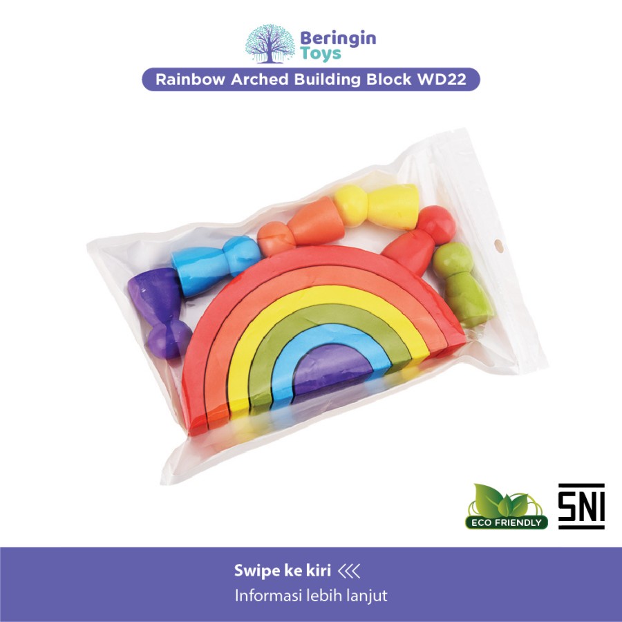 Mainan edukasi anak Beringin Toys Wooden Rainbow Block WD22 MG21