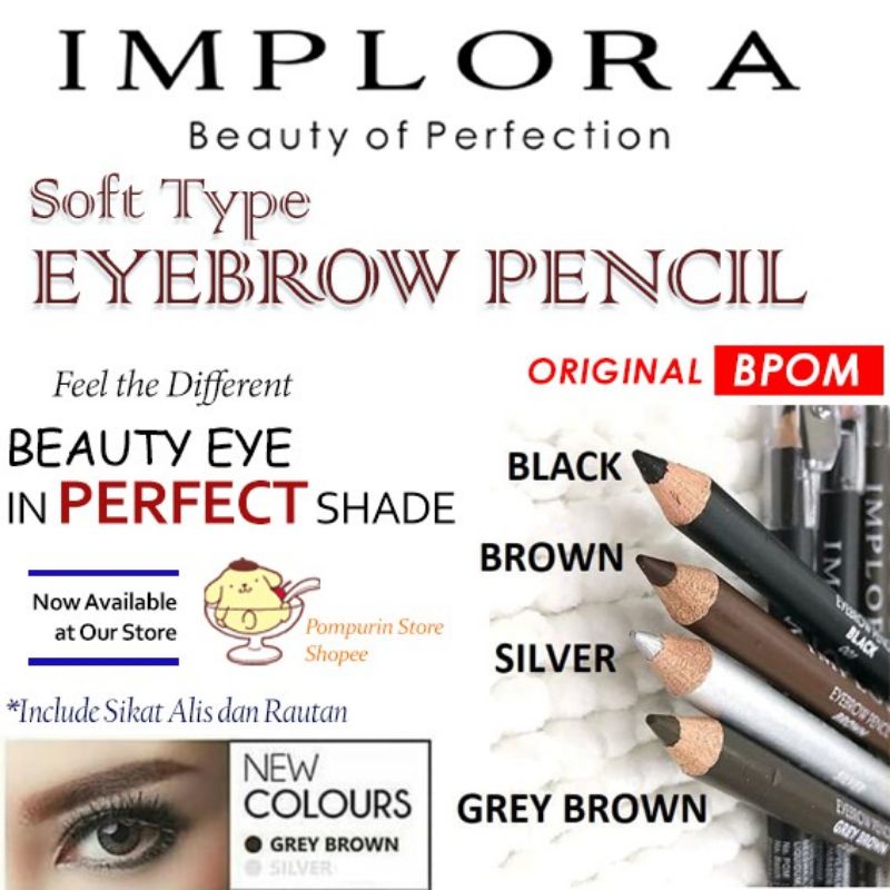 IMPLORA PENSIL ALIS 2in1 - EYEMAKEUP Eyebrow Pencil Original BPOM
