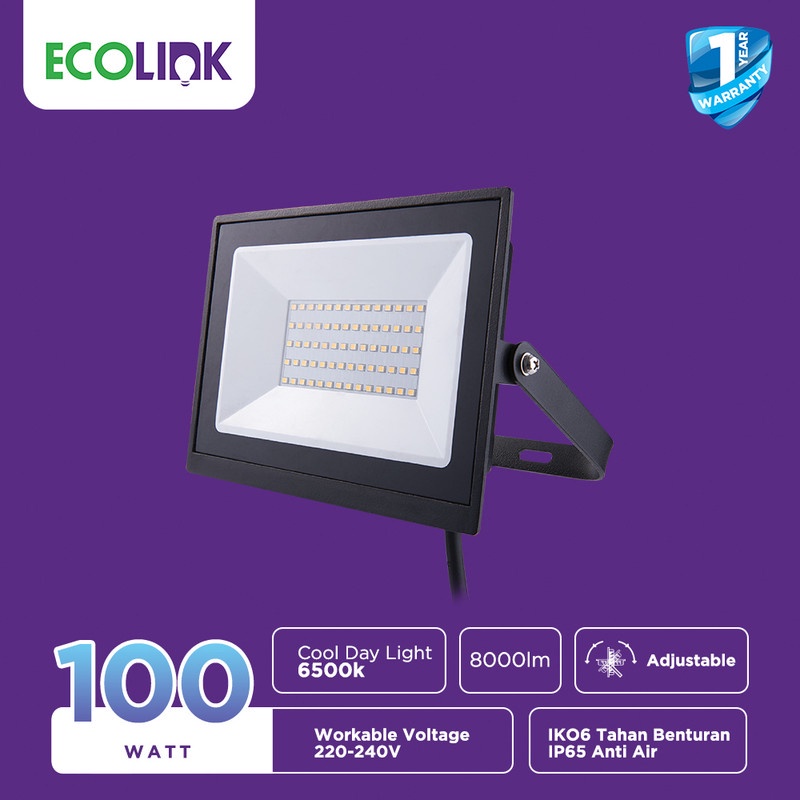 Ecolink Lampu Sorot Tembak Outdoor LED Flood Light 100W Putih Cool