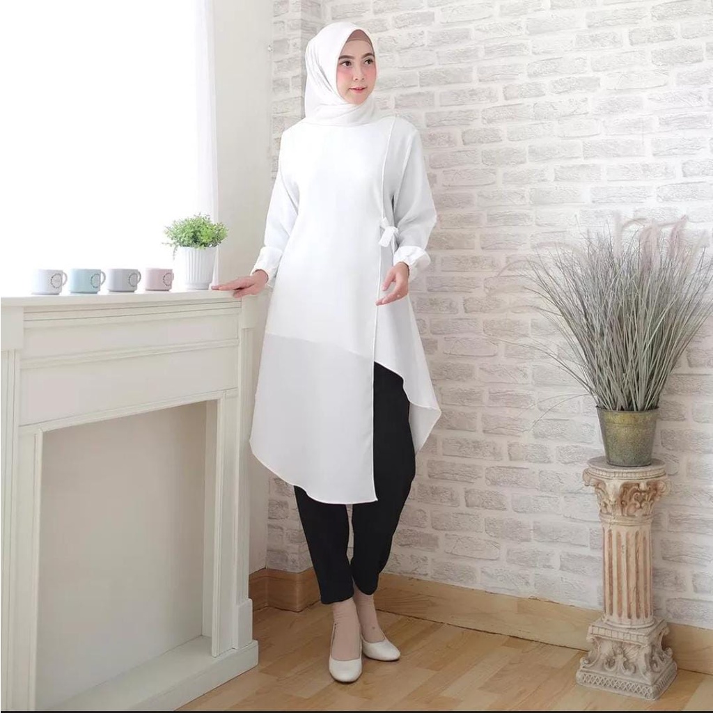 Hagia Clt - Baju Tunik Wanita Dewasa Putih Terbaru 2023 Pakaian Dewasa muslim Modis Dan Keren