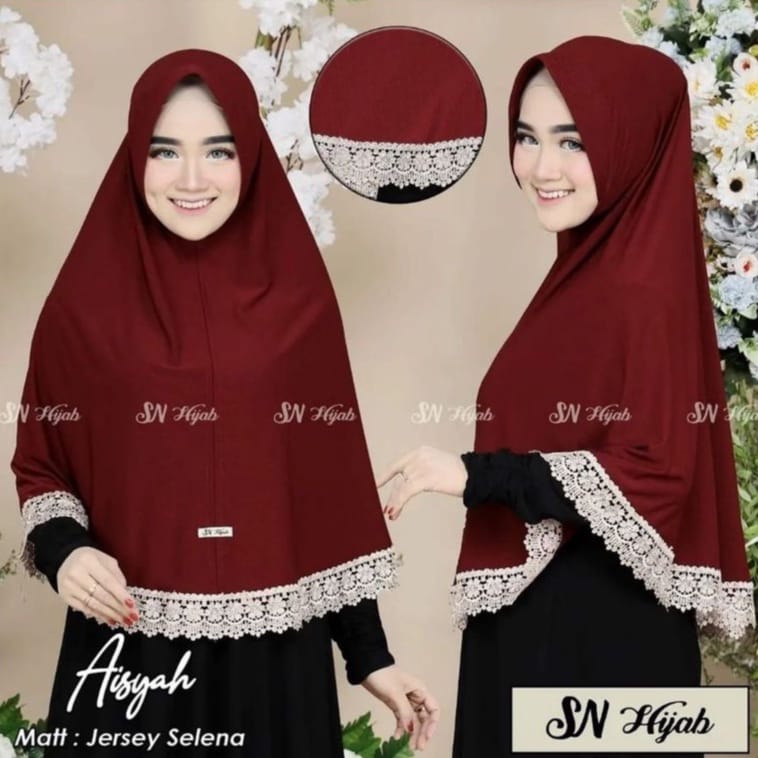 JILBAB INSTAN JUMBO JERSEY PREMIUM MIX RENDA BY SN HIJAB - AISYAH RENDA