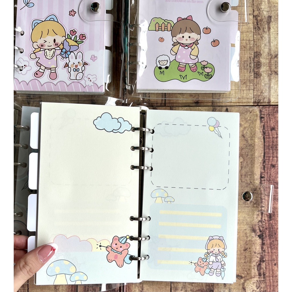 Binder A6 + Isi Karakter Lucu - Binder Cute DIY Planner - Diary Jurnal - Journal - Agenda Organizer Soft Cover