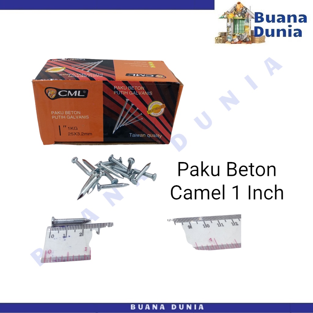 Paku Beton CAMEL 1Inch 2.5CM | Paku Tembok 1" Putih | Paku Galvanis