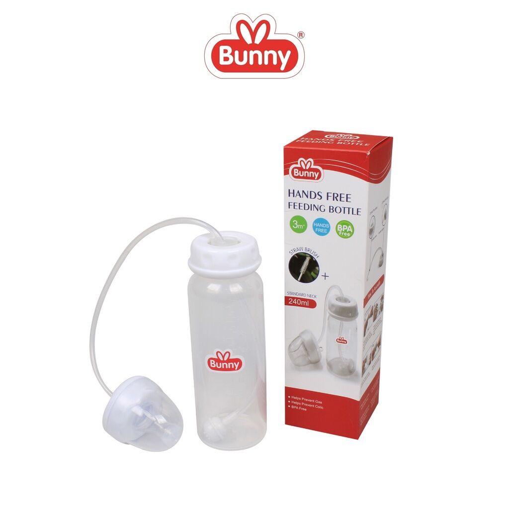 Lusty Bunny Hands free Feeding Bottle With Straw / Botol Susu tanpa harus pegang 240ml