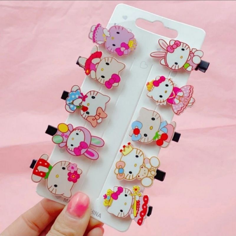 10in1 Jepit Rambut Anak Korean Hairpin Girl Sanrio Kitty Princess Cinnamoroll Lucu Rainbow Flower Candy Twinkle Little Star Aksesoris Hiasan Pita Rambut Perempuan