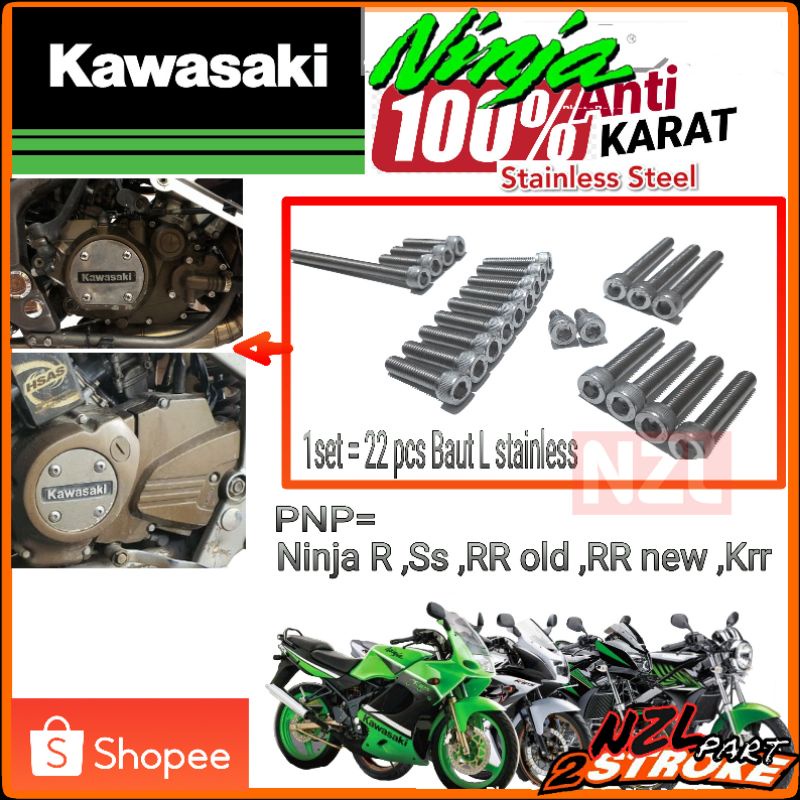 baut L set stainless stainliss stenlis stenliss  ninja cover mesin blok bak block mesin set  L ninja