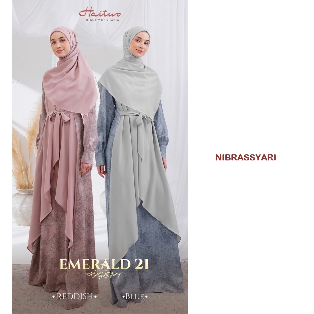 GAMIS HAITWO EMERALD 021 / GAMIS SYARI HAITWO / BAJU MUSLIM MODEL TERBARU / GAMIS MEWAH UNTUK LEBARA