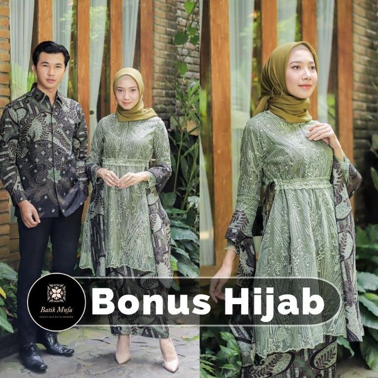 NEW STOCK (ADA JUMBO) Kebaya batik Couple MECA Tunik Army Hijau sage| Kebaya wisuda kebaya hijau Sag