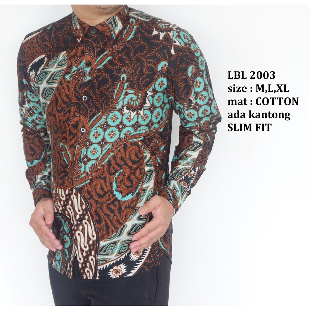 Baju Batik Pria Slimfit Kemeja Lengan Panjang Hem Slim Fit LBL 2003