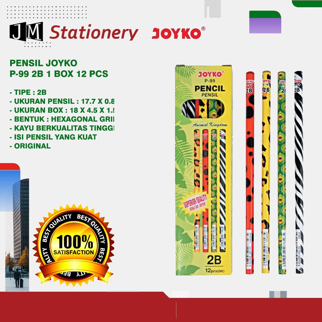 

Pensil / Pencils 2B Hitam Motif - Joyko P-99