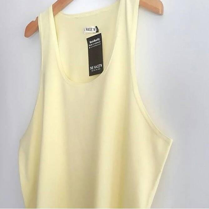 ▼ Kaos Singlet Kuning Polos pria  Baju distro Tankstop Summer ➺