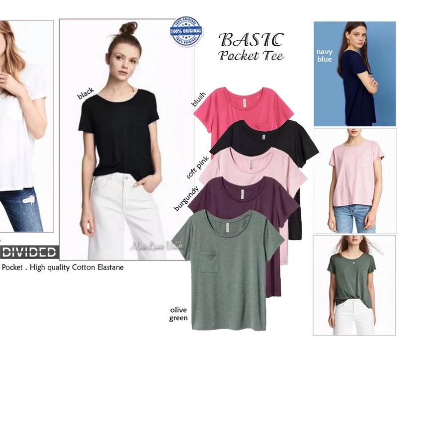 ♢ HM Divided Basic Pocket Tee Kaos Polos Basic Kantong kaos basic daily inner blazer ➴