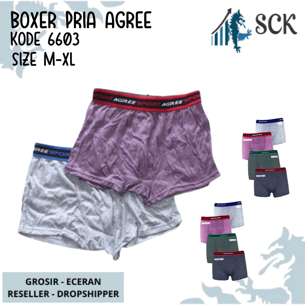 [ISI 1] CD Cowok AGREE 6603 Model Boxer / Celana Dalam Bahan Katun Halus / Pakaian Dalam Pria - sckmenwear