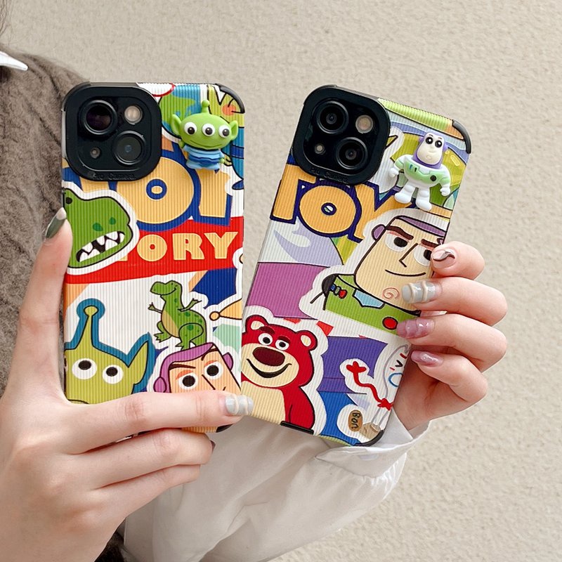 3D Toy Story Alien Monster LOTSO Cartoon Leather SoftCase iP iPhone 7 8 + Plus XS XR 11 12 13 14 Pro Max Casing hp iPhone XR kESING