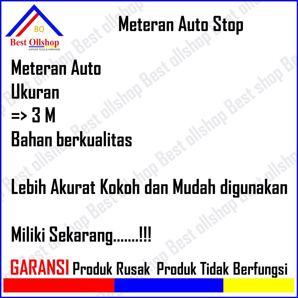 Meteran Tukang Bangunan 3 Meter / Alat Pengukur Tukang Measuring Tape Roll Meteran Auto Stop