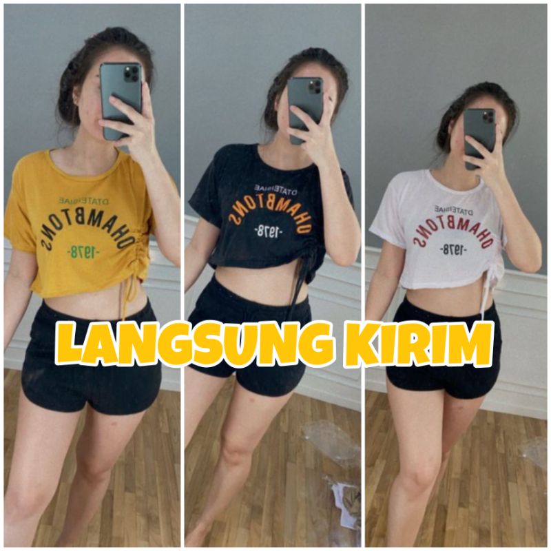 Kaos Crop Top Korean Crop Atasan Crop Top Baju Korean Style Wanita Crop Top Pakaian Wanita Crop Top 