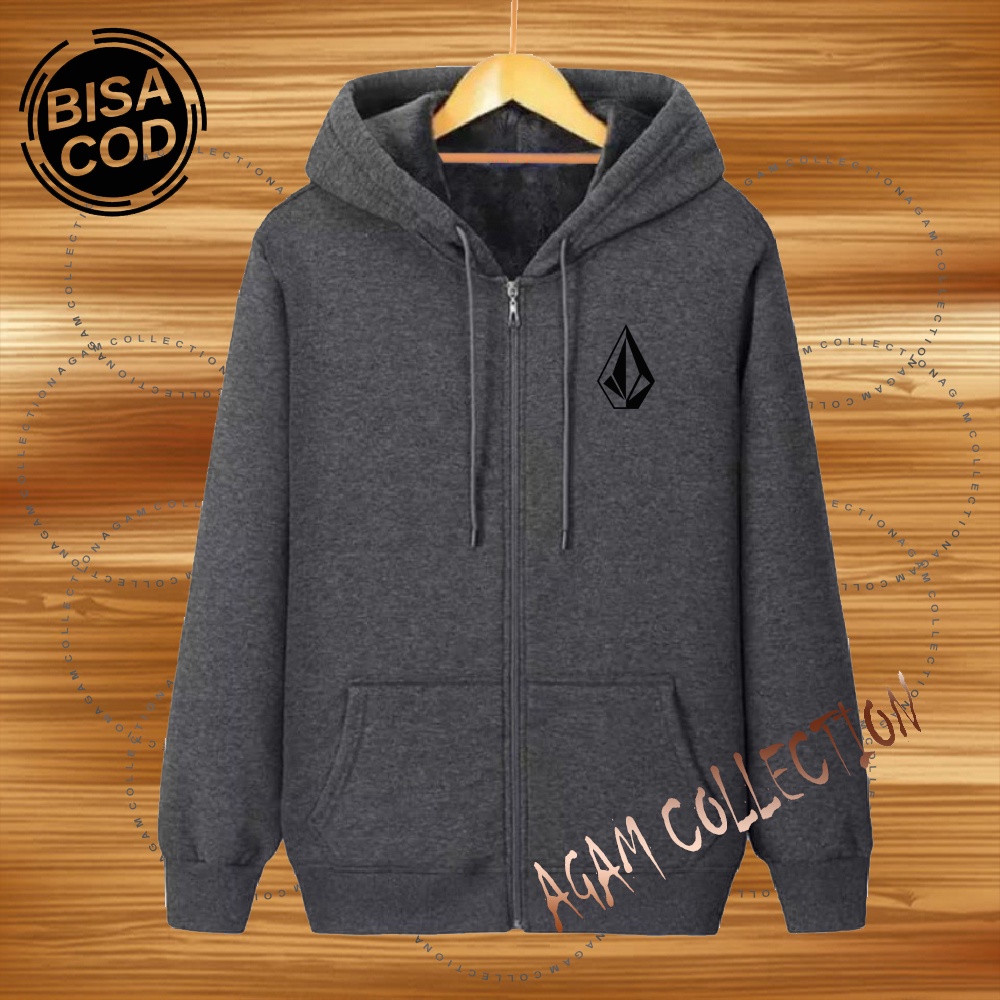 Agam collection Jaket Zipper Distro VCM Text Hitam Premium Quality Jaket Hoodie Pria Wanita