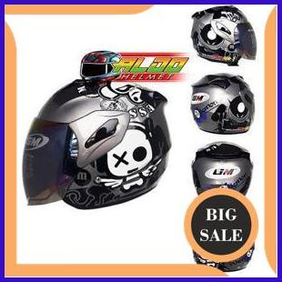 tools n parts PROMO BIG SALE HELM GM FIGHTER MOTIF SPEAK UP DARK GRAY ORIGINAL HALF FACE JUAL KYT IN