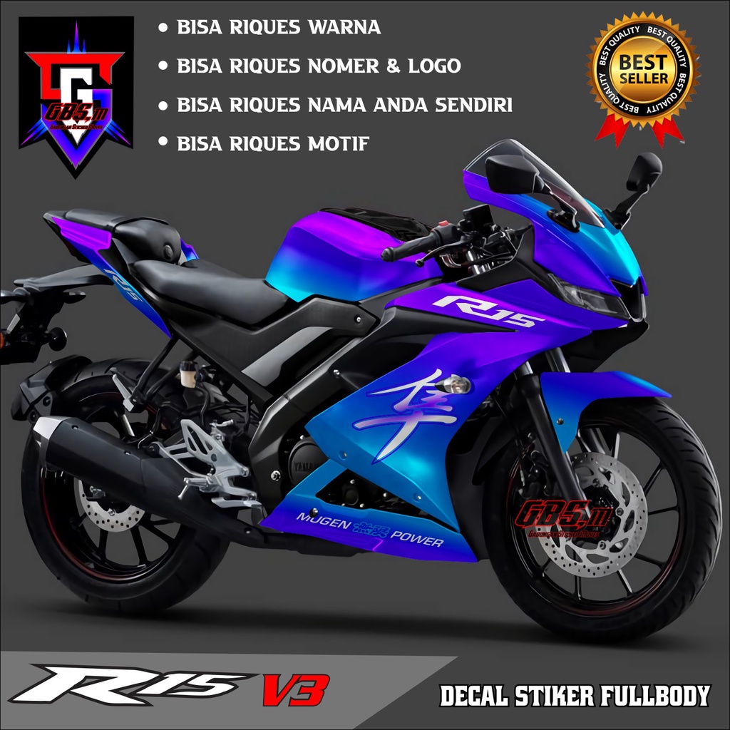 (BISA COD) Decal R15 V3 Fullbody Stiker R15 V3 Full Body Striping Motor R15 V3 Motif Livery Bunglon