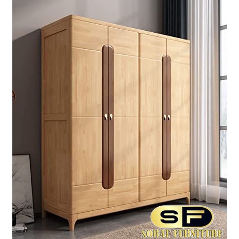 Lemari Pakaian Kayu jati Model Minimalis - Lemari Baju 4 Pintu Modern