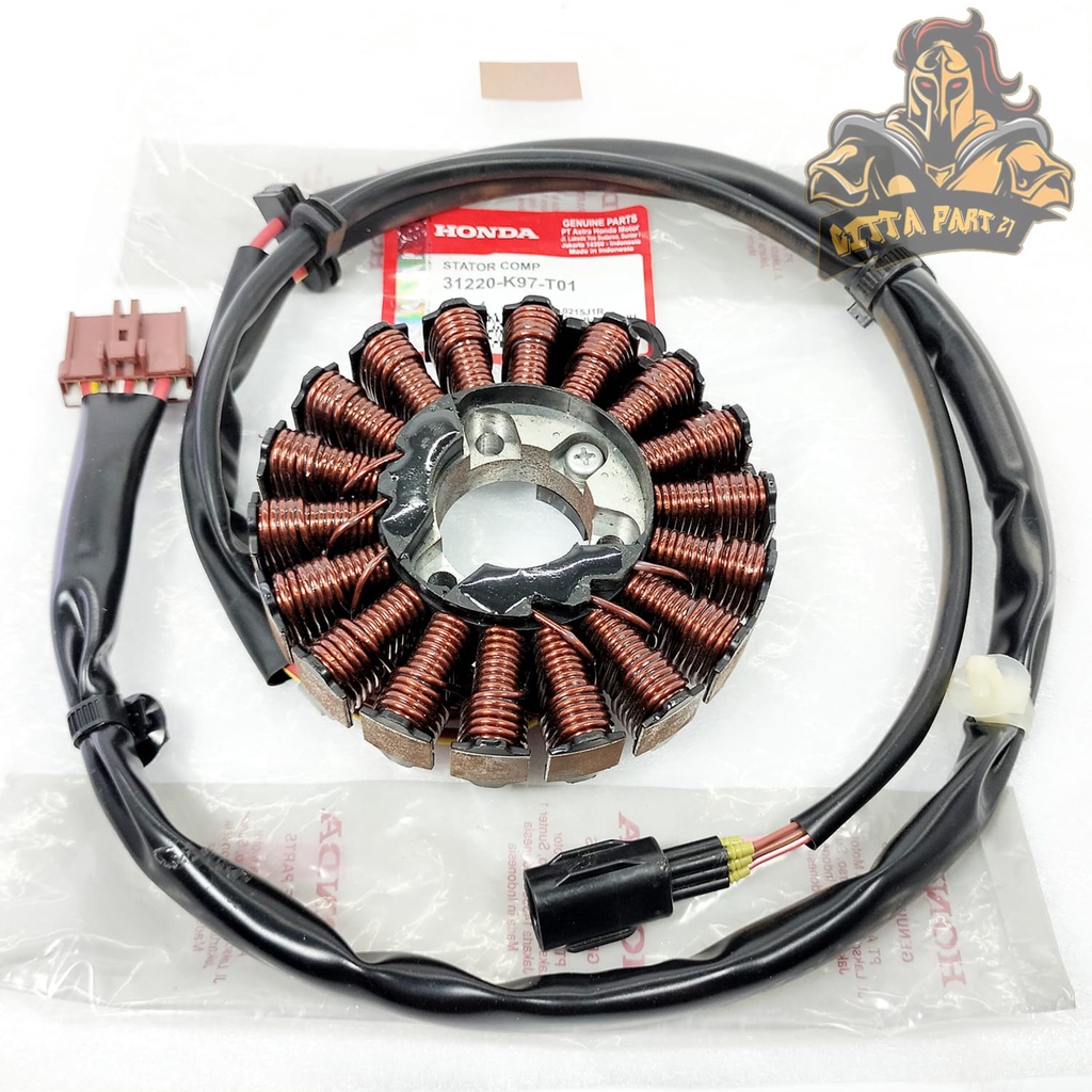 SPULL STATOR ASSY COMP HONDA K97 KUALITAS ASLI ORIGINAL HONDA AHM PRESISI ALIRAN LISTRIK LANCAR PENGAPIAN TERATUR VARIO 160 PCX 160 ADV 160