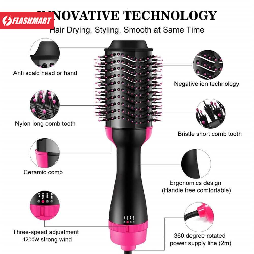 Flashmart Sisir Roller Hair Dryer Rambut 2in1 Volumizer Curler Comb - WB-336