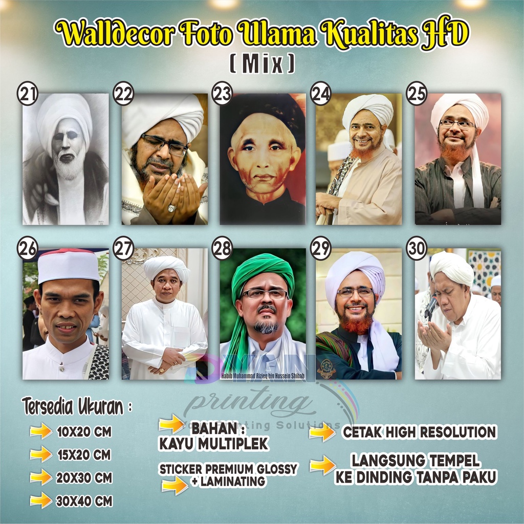 WALLDECOR FOTO ULAMA/HABAIB KUALITAS HD,BISA COD/BAYAR DITEMPAT