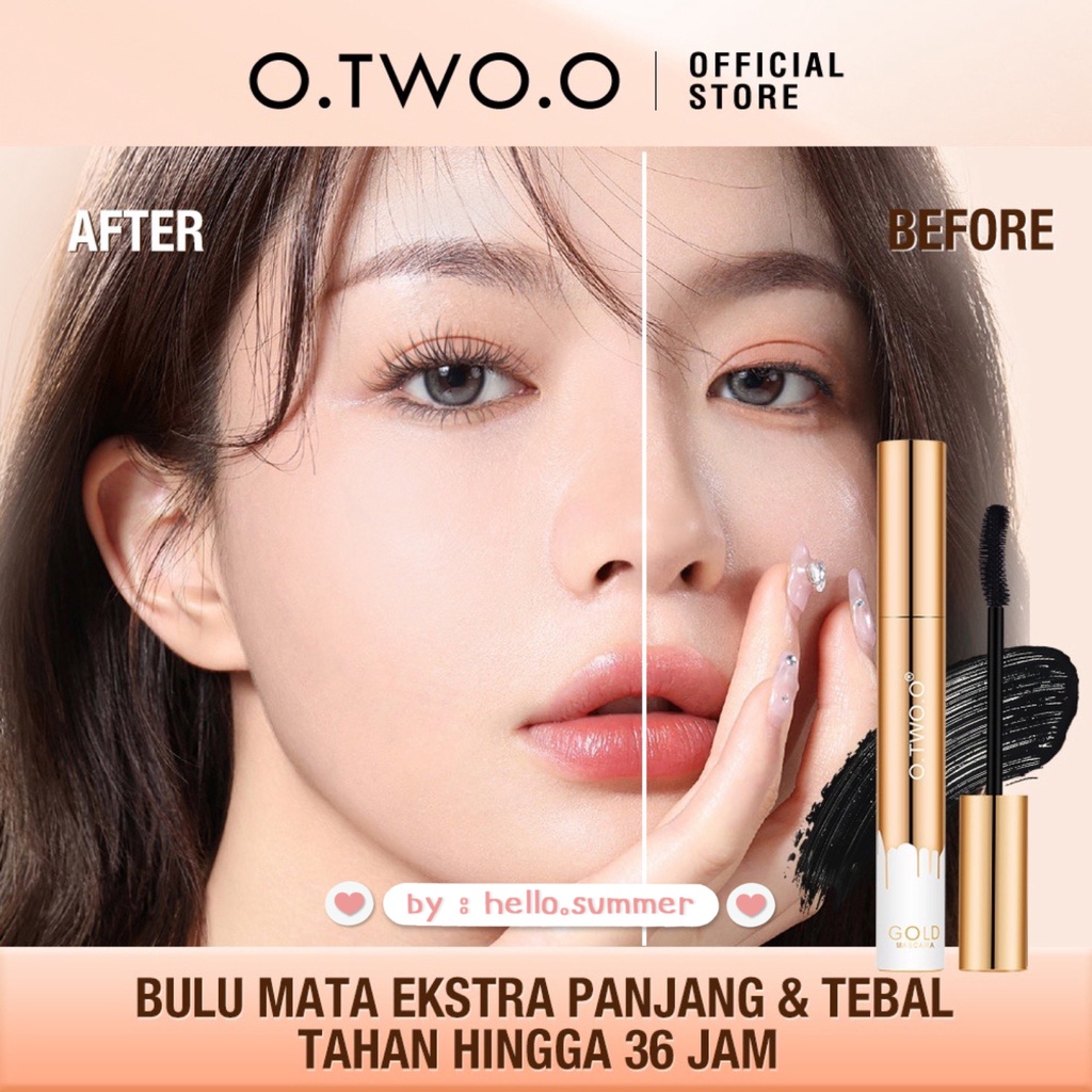 O.TWO.O Gold Black Mascara Waterproof Long Lasting Volumizing Eye Lash Makeup 36H Curl Mascara Viral