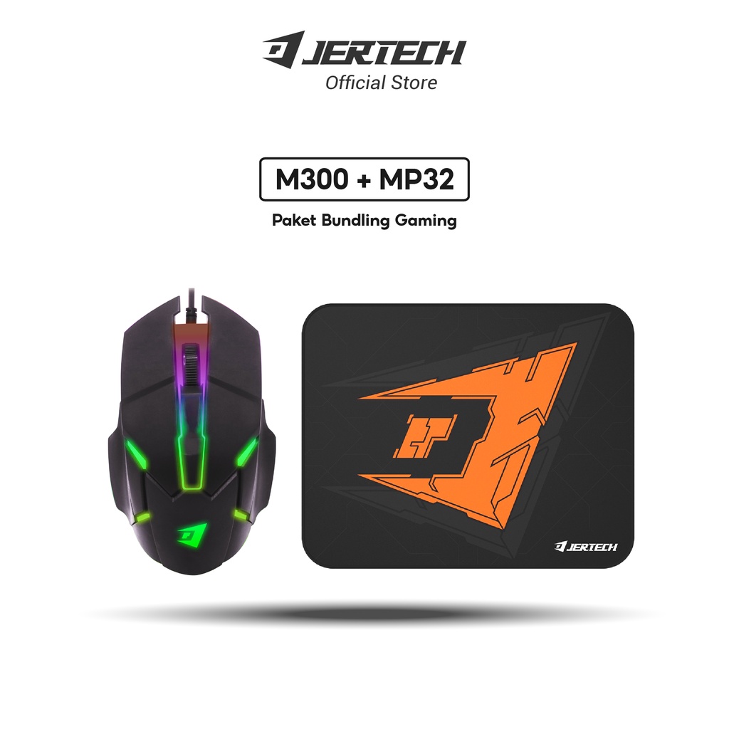 Mouse PC Gaming Jertech / Paket Bundle Mouse Gaming M300 Plus Mouse Pad MP32 Rocket