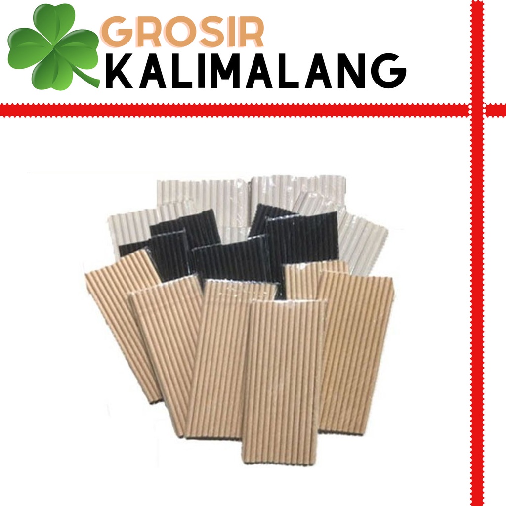 Sedotan Kertas / PAPER STRAW 6mm x 196mm isi 25pcs