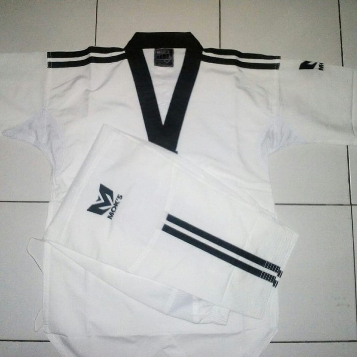 Terlaris Dobok Moks Super Fighter Stripes Black Taekwondo