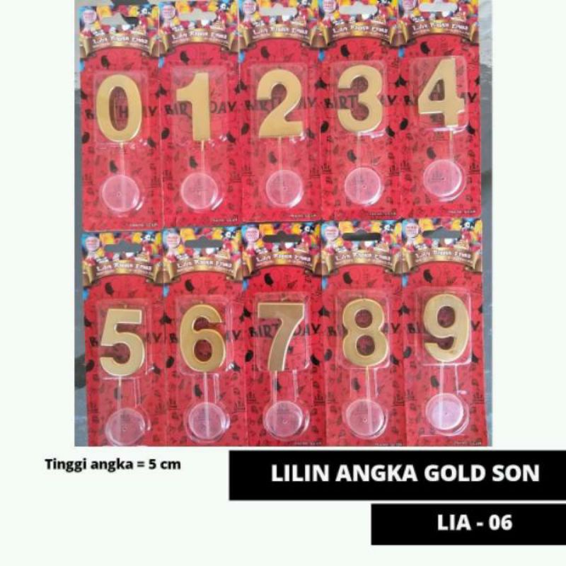 Lilin Angka Ulang Tahun Gold Emas Happy Birthday SON