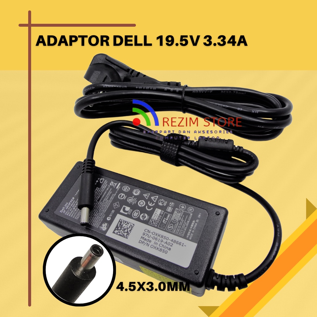 Adaptor DELL 19.5V 3.34A 4.5x3.0mm pin center Dell XPS 13 Ultrabook, XPS 13-L321X, XPS 13-6928SLV De