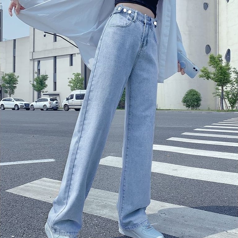 alvan.id Celana Highwaist Korea Jeans - Highwaist Loose - Celana Jeans Boyfriend Loose Model Model Terbaru